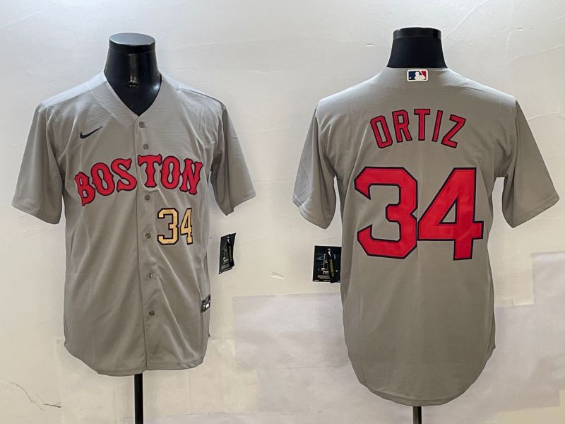 Men Boston Red Sox 34 Ortiz Grey Game 2025 Nike MLB Jersey style 2